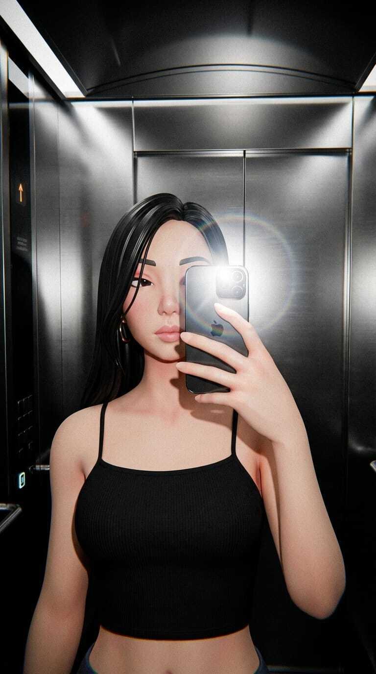 47 taking an elevator mirror selfie